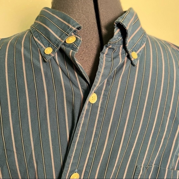 Nautica Vintage Button Down Shirt Blue Stripes - Picture 8 of 11